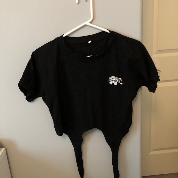 Black tie-up t-shirt - Picture 2 of 2